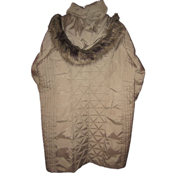 London Fog Plus 2X Puffer Coat Jacket Zip Faux Fur Hooded Quilted Down Feathers - Picture 2 of 3